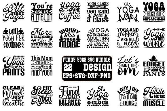 Funny Yoga SVG Bundle 22 Design Review